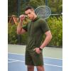 imageCOOFANDY Mens Tracksuit 2 Piece Hooded Athletic Sweatsuit Short Sleeve Casual Sports Hoodie Shorts SetArmy Green