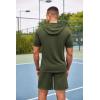 imageCOOFANDY Mens Tracksuit 2 Piece Hooded Athletic Sweatsuit Short Sleeve Casual Sports Hoodie Shorts SetArmy Green