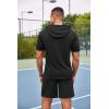 imageCOOFANDY Mens Tracksuit 2 Piece Hooded Athletic Sweatsuit Short Sleeve Casual Sports Hoodie Shorts SetBlack