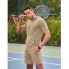 imageCOOFANDY Mens Tracksuit 2 Piece Hooded Athletic Sweatsuit Short Sleeve Casual Sports Hoodie Shorts SetKhaki