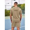 imageCOOFANDY Mens Tracksuit 2 Piece Hooded Athletic Sweatsuit Short Sleeve Casual Sports Hoodie Shorts SetKhaki