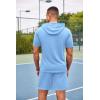 imageCOOFANDY Mens Tracksuit 2 Piece Hooded Athletic Sweatsuit Short Sleeve Casual Sports Hoodie Shorts SetLight Blue