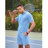 imageCOOFANDY Mens Tracksuit 2 Piece Hooded Athletic Sweatsuit Short Sleeve Casual Sports Hoodie Shorts SetLight Blue
