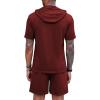 imageCOOFANDY Mens Tracksuit 2 Piece Hooded Athletic Sweatsuit Short Sleeve Casual Sports Hoodie Shorts SetWine Red