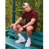 imageCOOFANDY Mens Tracksuit 2 Piece Hooded Athletic Sweatsuit Short Sleeve Casual Sports Hoodie Shorts SetWine Red