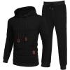 imageCOOFANDY Mens Tracksuit 2 Piece Hoodie Sweatsuit Sets Casual Athletic Jogging Suits Waffle Plaid Jacquard OutfitsBlack