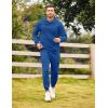 imageCOOFANDY Mens Tracksuit 2 Piece Hoodie Sweatsuit Sets Casual Athletic Jogging Suits Waffle Plaid Jacquard OutfitsBlue