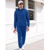 imageCOOFANDY Mens Tracksuit 2 Piece Hoodie Sweatsuit Sets Casual Athletic Jogging Suits Waffle Plaid Jacquard OutfitsBlue