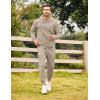 imageCOOFANDY Mens Tracksuit 2 Piece Hoodie Sweatsuit Sets Casual Athletic Jogging Suits Waffle Plaid Jacquard OutfitsKhaki