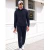 imageCOOFANDY Mens Tracksuit 2 Piece Hoodie Sweatsuit Sets Casual Athletic Jogging Suits Waffle Plaid Jacquard OutfitsNavy Blue