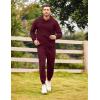 imageCOOFANDY Mens Tracksuit 2 Piece Hoodie Sweatsuit Sets Casual Athletic Jogging Suits Waffle Plaid Jacquard OutfitsWine Red