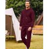 imageCOOFANDY Mens Tracksuit 2 Piece Hoodie Sweatsuit Sets Casual Athletic Jogging Suits Waffle Plaid Jacquard OutfitsWine Red