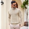 imageCOOFANDY Mens Turtleneck Sweater Slim Fit Casual Warm Twisted Knitted Pullover SweatersBeige