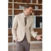 imageCOOFANDY Mens Tweed Blazer Slim Fit Casual Sport Coat Two Button Knit Suit JacketBeige