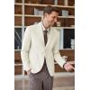 imageCOOFANDY Mens Tweed Blazer Slim Fit Casual Sport Coat Two Button Knit Suit JacketWhite