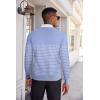 imageCOOFANDY Mens V Neck Sweater Lightweight Knitted Pullover SweatersBluestriped