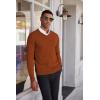 imageCOOFANDY Mens V Neck Sweater Lightweight Knitted Pullover SweatersCaramel