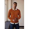 imageCOOFANDY Mens V Neck Sweater Lightweight Knitted Pullover SweatersCaramel