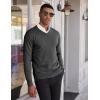 imageCOOFANDY Mens V Neck Sweater Lightweight Knitted Pullover SweatersDark Grey