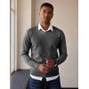 imageCOOFANDY Mens V Neck Sweater Lightweight Knitted Pullover SweatersDark Grey