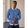 imageCOOFANDY Mens V Neck Sweater Lightweight Knitted Pullover SweatersDenim Blue
