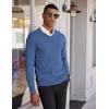 imageCOOFANDY Mens V Neck Sweater Lightweight Knitted Pullover SweatersDenim Blue