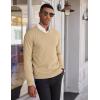 imageCOOFANDY Mens V Neck Sweater Lightweight Knitted Pullover SweatersKhaki