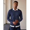 imageCOOFANDY Mens V Neck Sweater Lightweight Knitted Pullover SweatersNavy Blue