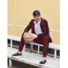imageCOOFANDY Tracksuit Mens with Zipper Pockets Full Zip Hoodie Sweatsuit 2 Pieces Running Jogging Sports Casual Sweat SuitsWine Red