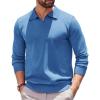 imageCOOFANDY Long Sleeve Polo Shirts for Men Knit Polo Sweater Lightweight Ribbed Pullover SweaterDark Blue