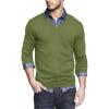 imageCOOFANDY Men Casual V Neck Sweater Ribbed Knit Slim Fit Long Sleeve Pullover TopArmy Green