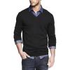 imageCOOFANDY Men Casual V Neck Sweater Ribbed Knit Slim Fit Long Sleeve Pullover TopBlack