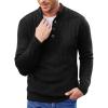 imageCOOFANDY Men Mock Neck Button Sweater Casual Knitted Sweaters Fashion Henley SweaterBlack
