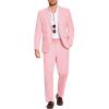 imageCOOFANDY Mens 2 Piece Linen Suits Set Regular Fit Casual Lightweight Blazer Jacket and PantsPink