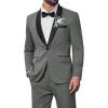 imageCOOFANDY Mens 2 Piece Suit Slim Fit Shawl Lapel One Button Formal Tuxedo Jacket Pants Set for Wedding Prom BusinessDark Grey
