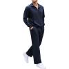 imageCOOFANDY Mens 2 Piece Track Suit Set Jogging Sweatsuit Workout Quarter Zip SuitNavy Blue