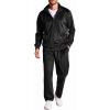 imageCOOFANDY Mens 2 Piece Velour Tracksuit Full Zip Jackets Pants Velvet Jogging Suits Sweatsuit SetBlack
