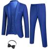 imageCOOFANDY Mens 3 Pieces Suit Slim Fit Tuxedo Set One Button Shawl Lapel Dinner Prom Jacket Vest Pants with TieBlue