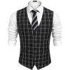 imageCOOFANDY Mens Business Suit Vest Casual Dress Vest Slim Fit Formal WaistcoatBlack Plaid