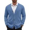 imageCOOFANDY Mens Cardigan Sweater Long Sleeve Casual V Neck Lightweight Button Down Knitted Sweater with Pockets Fall ClothesBlue