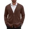 imageCOOFANDY Mens Cardigan Sweater Long Sleeve Casual V Neck Lightweight Button Down Knitted Sweater with Pockets Fall ClothesBrown