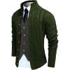 imageCOOFANDY Mens Cardigan Sweater Slim Fit Stand Collar Cardigan Casual Cable Knitted Button Down Sweater with PocketsArmy Green