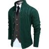 imageCOOFANDY Mens Cardigan Sweater Slim Fit Stand Collar Cardigan Casual Cable Knitted Button Down Sweater with PocketsGreen
