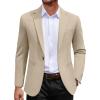 imageCOOFANDY Mens Casual Blazer Jacket One Button Suit Jackets Lightweight Knit Sport CoatBeige