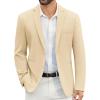 imageCOOFANDY Mens Casual Blazer Slim Fit Suit Jackets Two Button Lightweight Knit Sport CoatLight Khaki