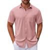 imageCOOFANDY Mens Casual Button Down Shirt Untucked Short Sleeve Strech Wrinkle Free Dress ShirtsPink