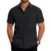 imageCOOFANDY Mens Casual Button Down Shirts Short Sleeve Business Shirts Lightweight Wrinkle Free Dress ShirtsAblack