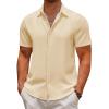 imageCOOFANDY Mens Casual Button Down Short Sleeve Shirts Summer Beach Wedding Shirt Vacation Cotton ShirtsBeige