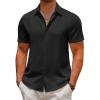 imageCOOFANDY Mens Casual Button Down Short Sleeve Shirts Summer Beach Wedding Shirt Vacation Cotton ShirtsBlack