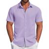imageCOOFANDY Mens Casual Dress Shirt Short Sleeve Button Down Shirts Summer Wedding Untucked ShirtLavender